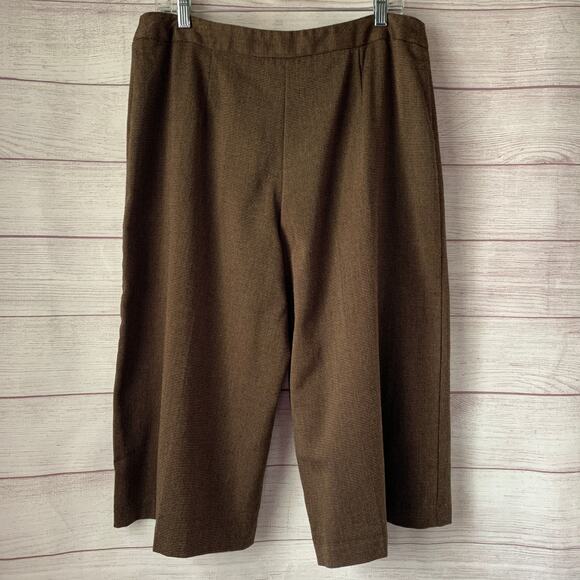 Briggs New York Brown Houndstooth Wide Leg Palazzo Cropped Pants Capris Size 14 - Picture 6 of 16